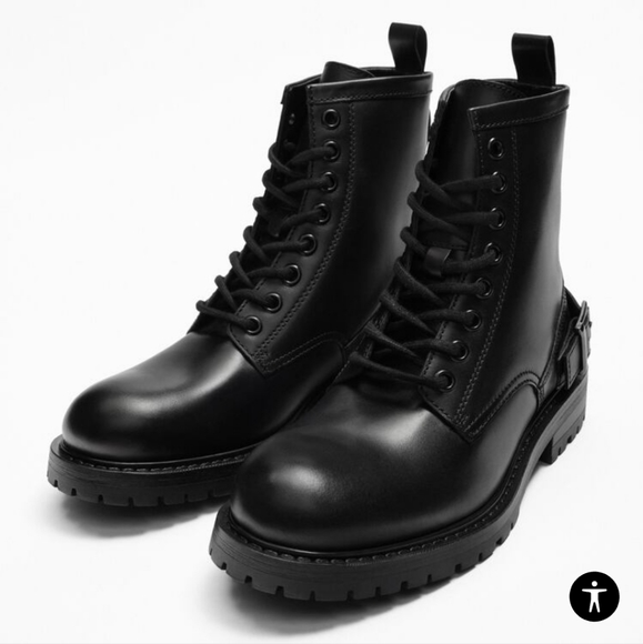 LACE-UP LEATHER BOOTS SIZE 7 main image 7